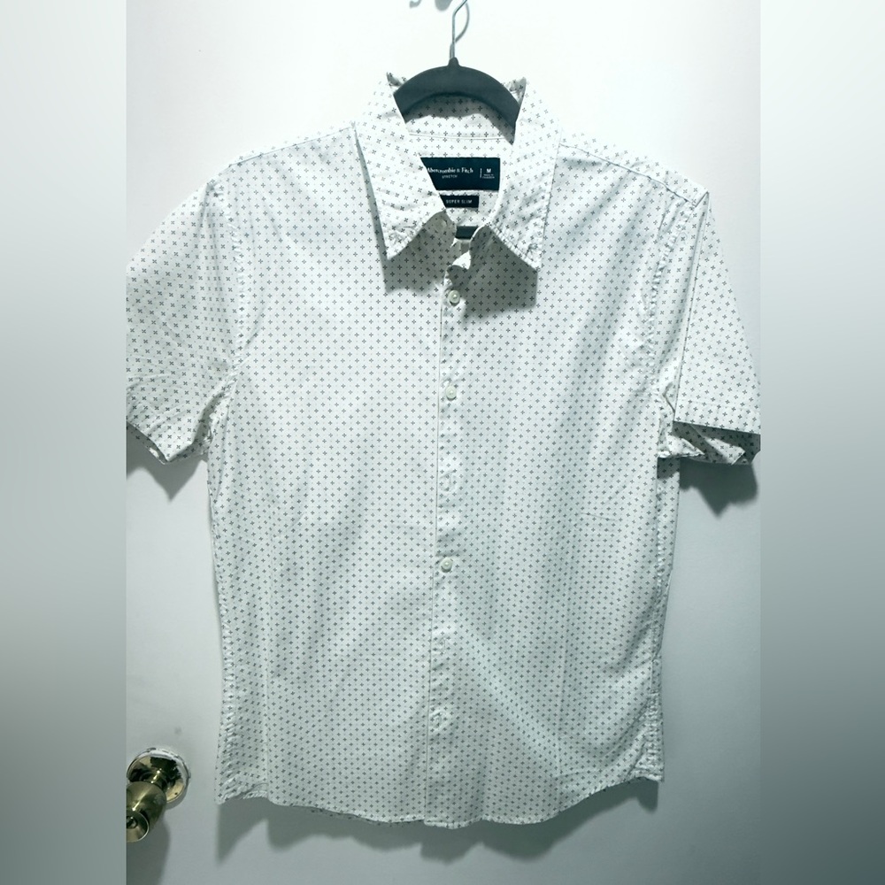 Abercrombie & Fitch White Patterned slim Button Down Shirt